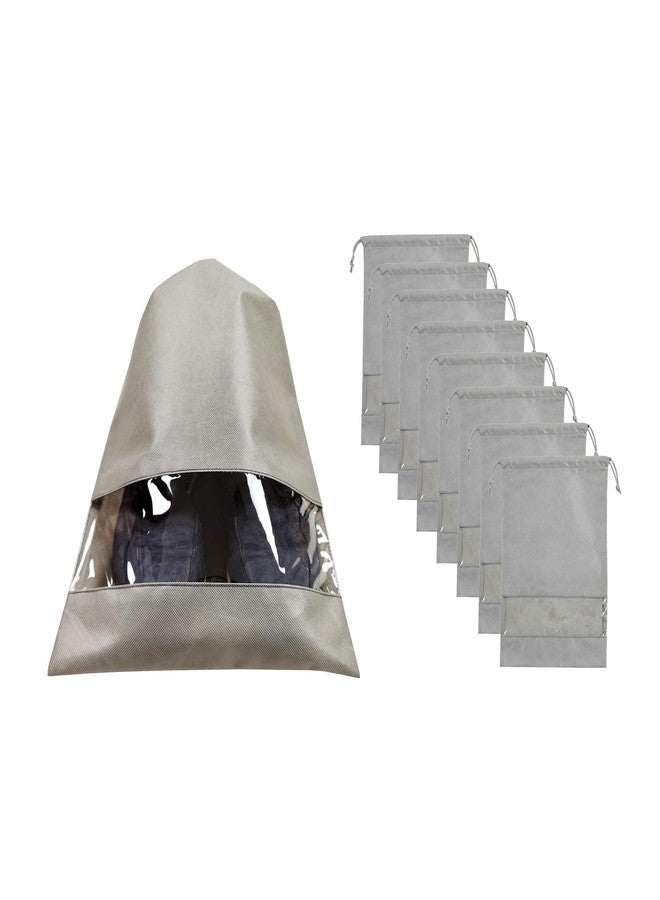 ANIZER 8 PCS 11.8"x17.3" Non-Woven Dustproof Drawstring Bag Travel Shoe Bags Dust Cover Pouch Bag Storage with Visual Window for Handbags Purses Shoes (GREY) - Image 1